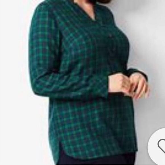 TALBOTS Plaid Checkered Long Sleeve Blouse Top Size large petite - Picture 1 of 9